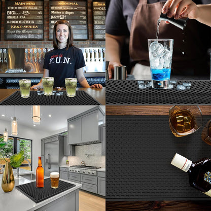 AXIESO Silicone Drip Mat - 1/2 Inch Thick, Heat-Resistant and Food Safe - Counter Top, Coffee Bar or Restaurant - Drying Mat for Glasses - 18x12 Inches