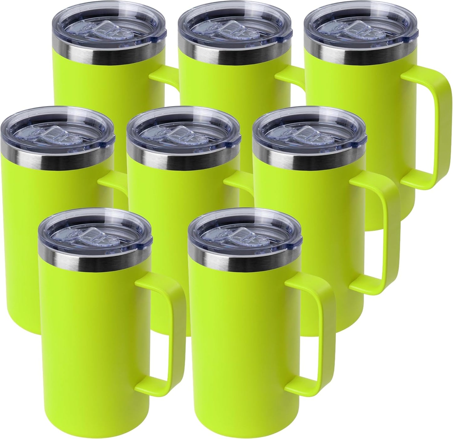 DOMICARE 24oz Mug with Handle and Lid, Stainless Steel Coffee Mug, Reusable Insulated Cup, Travel Mug with Handle, Double Wall Vacuum Coffee Tumbler for Men and Women, Black, Pack 1