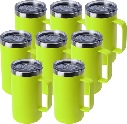 DOMICARE 24oz Mug with Handle and Lid, Stainless Steel Coffee Mug, Reusable Insulated Cup, Travel Mug with Handle, Double Wall Vacuum Coffee Tumbler for Men and Women, Black, Pack 1