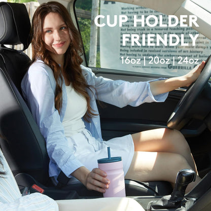 COKTIK 24oz Insulated Tumbler with Lid and Straw Iced Coffee Cup Reusable Stainless Steel Travel Mug Water Bottle Cupholder Friendly for Women Men Her Him (Blush)