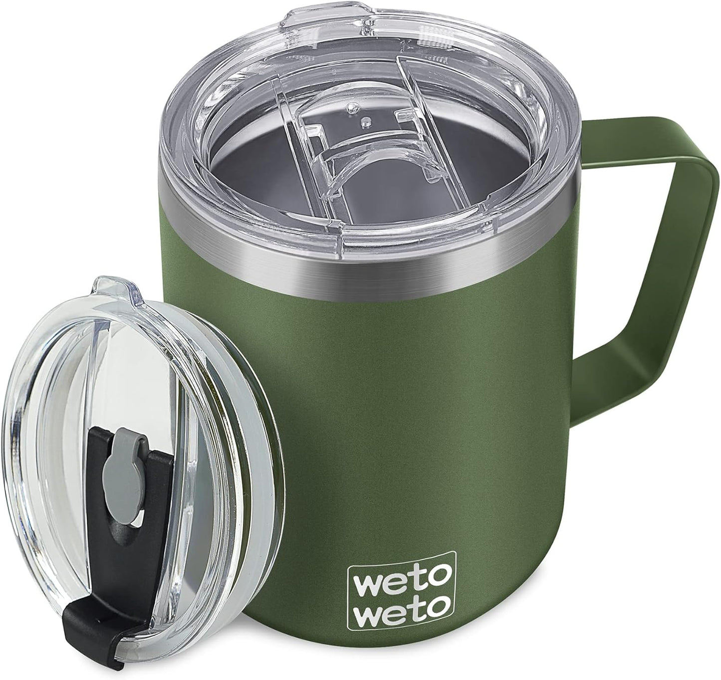 WETOWETO 14 oz Coffee Mug, Vacuum Insulated Camping Mug with Lid, Double Wall Stainless Steel Travel Tumbler Cup, Thermal Coffee Mug, Powder Coated Navy Blue