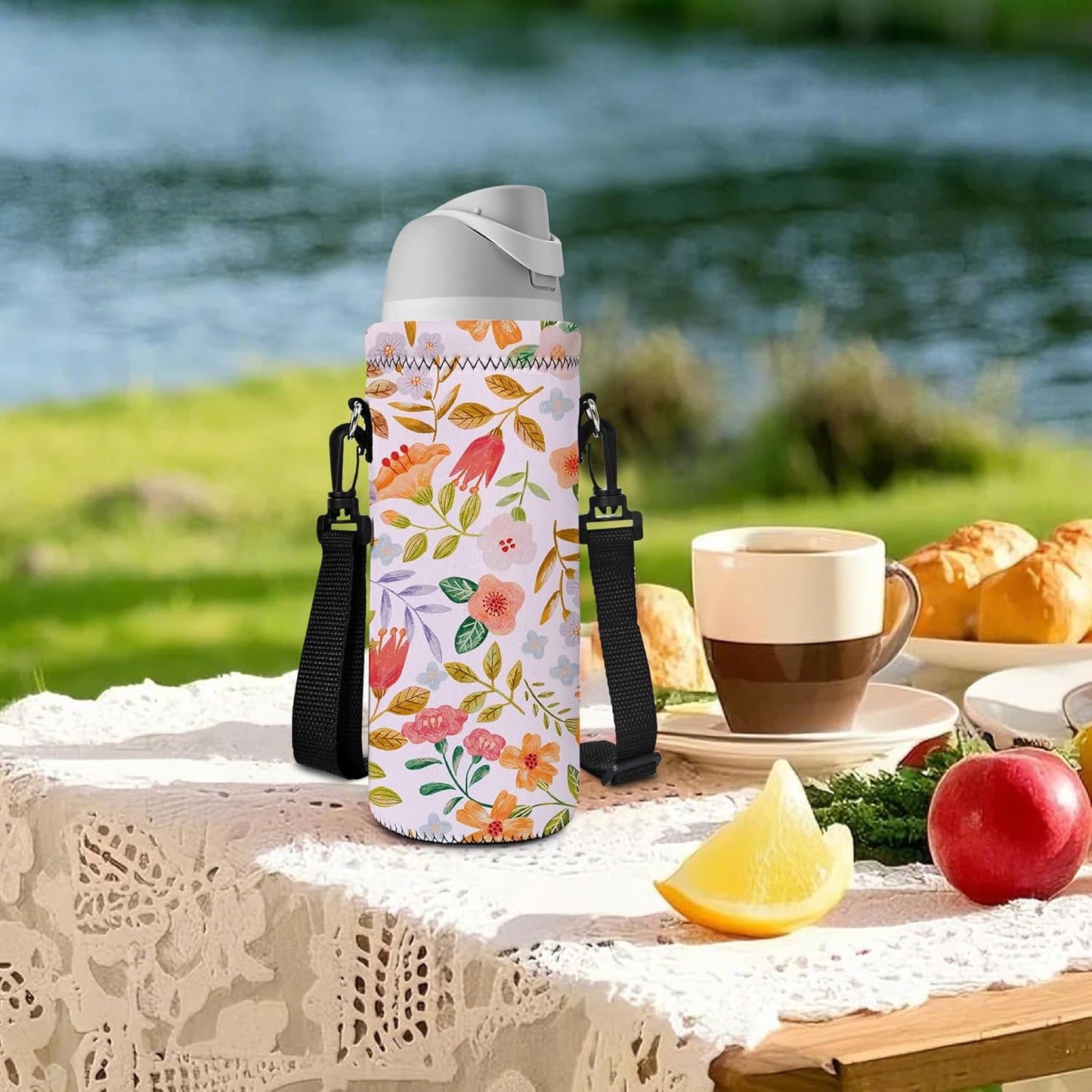 AUPET Water Bottle Sling Bag Carrier Crossbody Sleeve,Insulated Neoprene Bottle Case Holder Pouch Cover 500ML/17oz with Shoulder Strap for Walking Women Men
