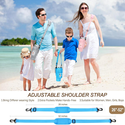 Initial Water Bottle Holder with Strap for Stanley Cup Accessories 40 oz/Simple Modern Tumbler, Birthdays for Women Girls, Water Bottle Carrier Bag with Phone Pocket,Hiking Walking Gym Camping