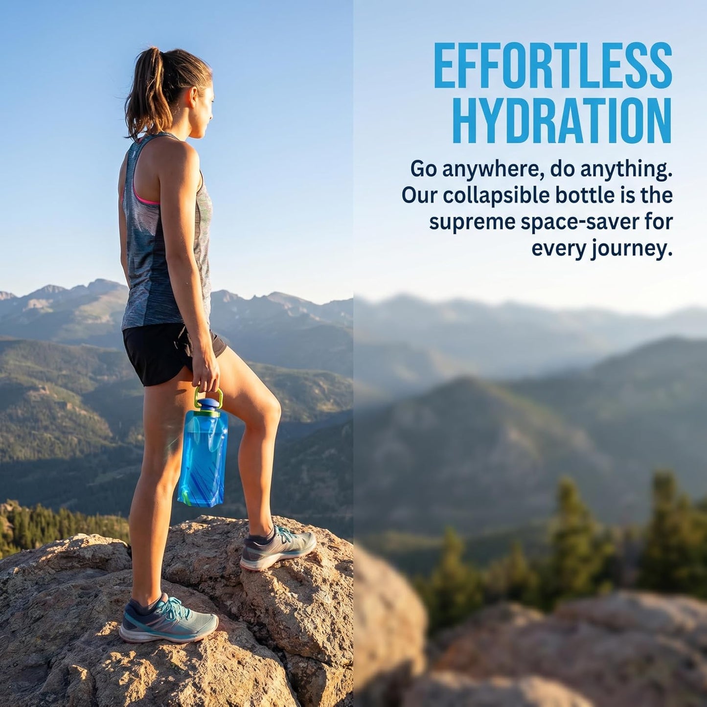 Jinora 3 Pack Collapsible Water Bottles for Travel – 24oz Foldable Water Bottle with Leakproof Lid, 700ML Food-Grade Silicone Portable Reusable BPA-Free Water Bottle for Hiking,Sports,Camping,Biking