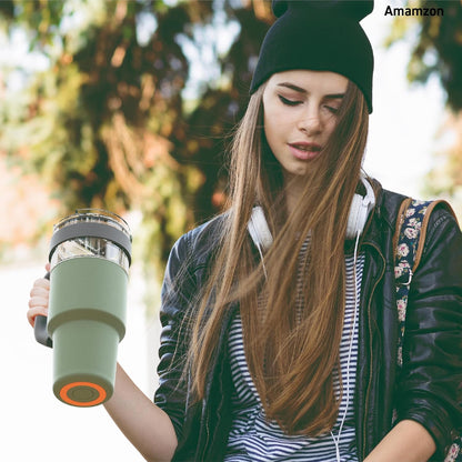 asobu Ultimate Ceramic Travel Mug, 12oz Insulated Stainless Steel Coffee Cup with Handle & Splash-Resistant Lid, Ceramic Lined for Pure Taste, BPA-Free, Double-Wall Vacuum for Hot Drinks