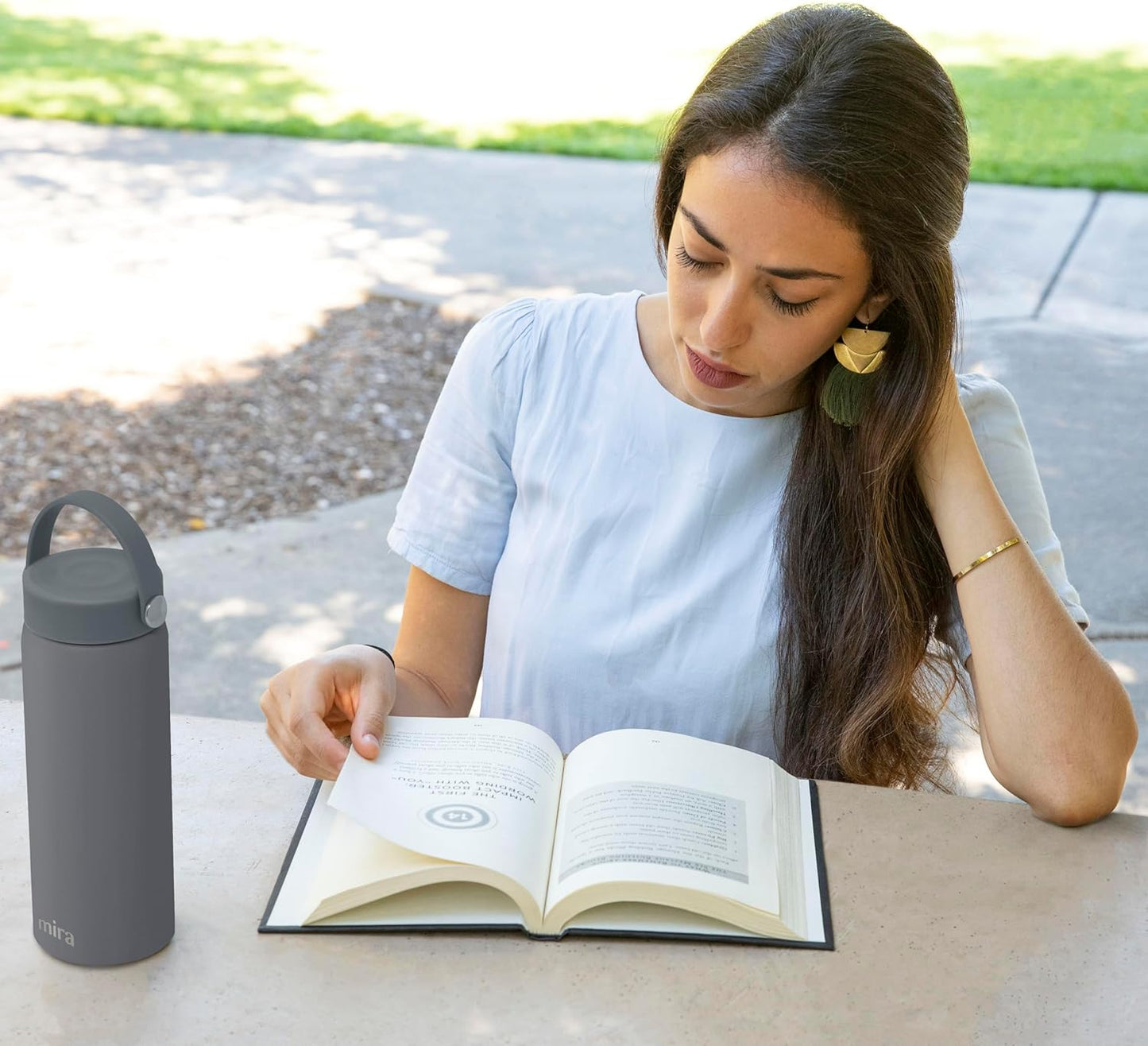 MIRA 18 oz Tea Infuser Thermo - Stainless Steel Travel Bottle with Removable Strainer for Loose Leaf Tea - Insulated Hot & Cold Brew Steeper - White