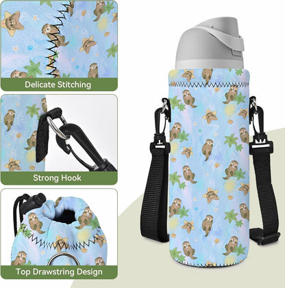 Neoprene 500ML/750ML/1000ML Water Bottle Bag Carrier, Portable Insulated Bottle Sling Holder Case Pouch with Adjustable Shoulder Strap for Men Women Walking Hiking Running