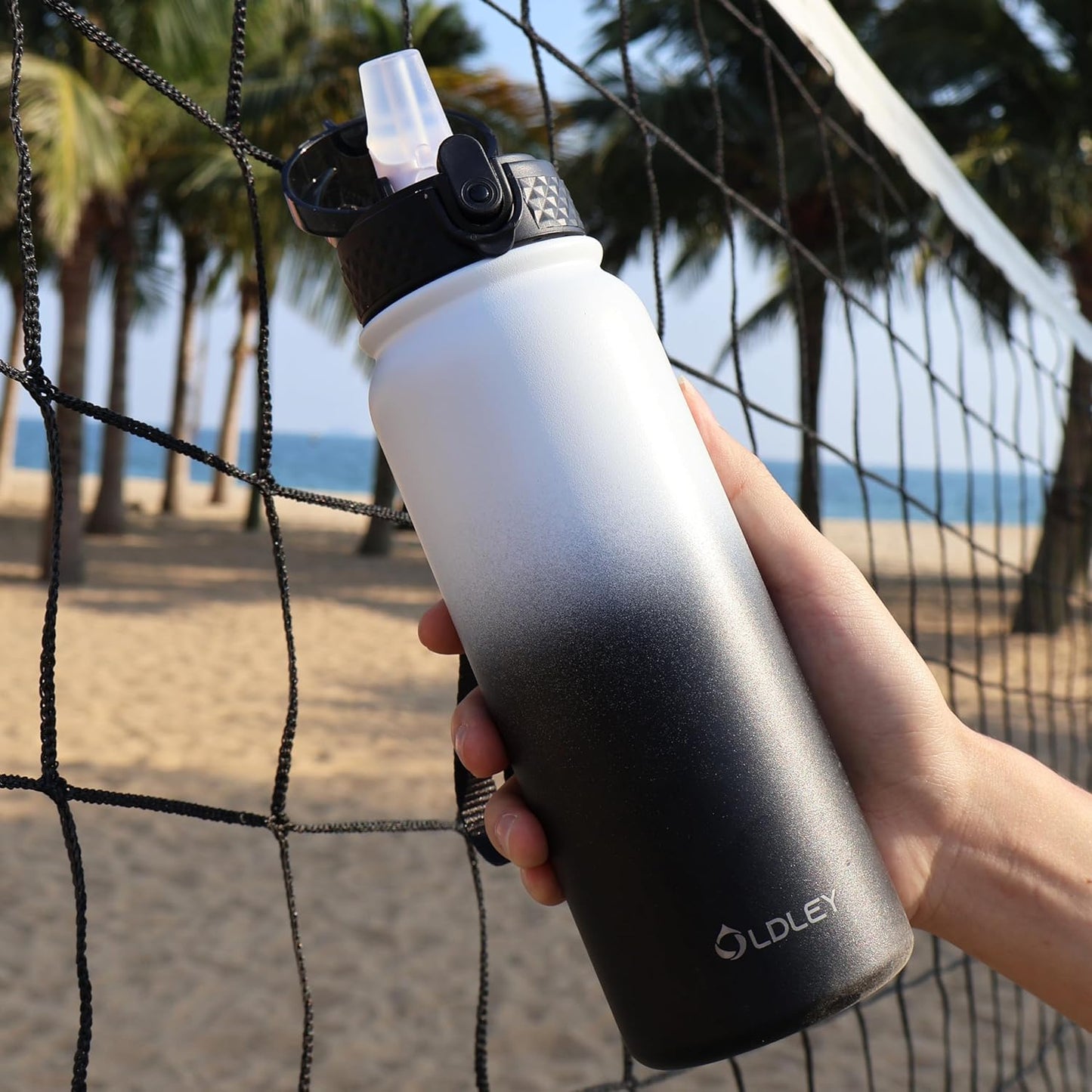 Oldley Insulated Water Bottle 20oz for Adults Kids Stainless Steel Water Bottles with Straw/Chug/Carabiner 3 Lids Fruit Strainer Double Wall Vacuum Wide Mouth BPA Free Leak-Proof for School Travel