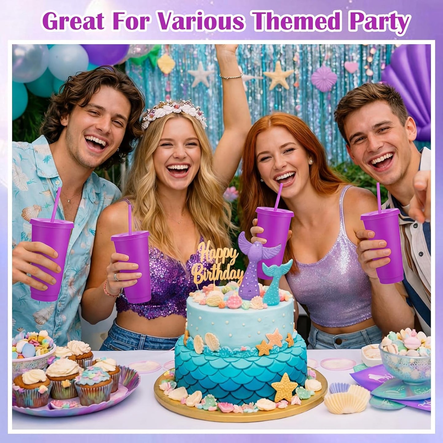 Honeydak 15 Pack Tumbler with Straw and Lid Bulk Cups for Gifts Water Bottle Iced Coffee Travel Mug Cup Reusable Plastic Tumblers for Party Birthdays 24-27 oz (Solid Color)