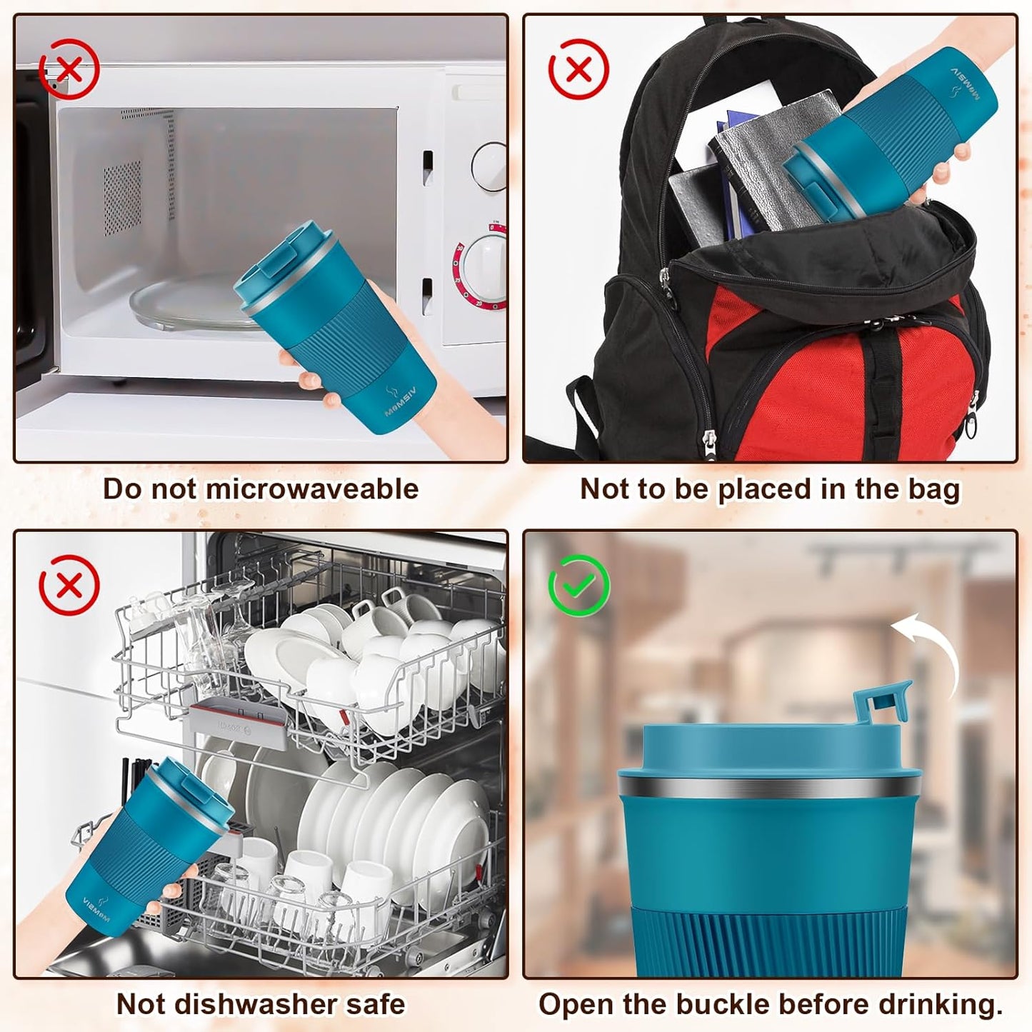 MOMSIV 12oz Travel Mug, Insulated Coffee Cup with Leakproof Lid, Travel Coffee Mug Vacuum Stainless Steel Double Walled Reusable Coffee Cup for Hot and Cold Water Coffee