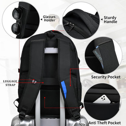 DUSLANG 17 Inch Laptop Backpack for Travel Water Resistant College Backpack for Men/Women Laptop Bag with USB Charging Port,Black - Colors B