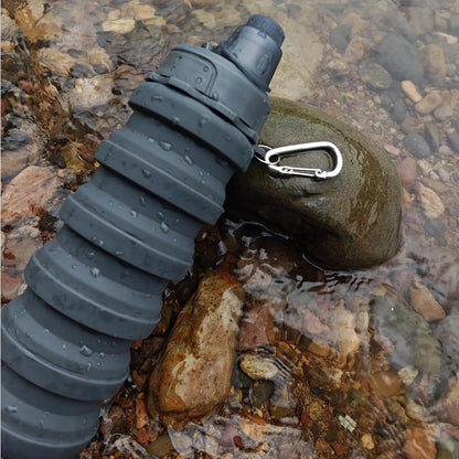 Collapsible Water Bottles Travel water bottle Sports Portable Sport Water Bottle Reusable Water Bottles comes with mountaineering Buckle 500ml silicone Water-proof camping water bottle