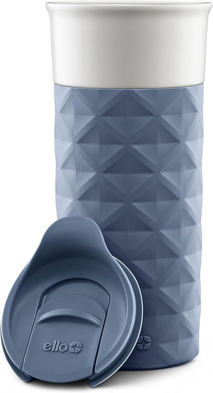 Ello Ogden Ceramic Travel Mug with Splash-Resistant Slider Lid and Protective Silicone Boot, Perfect for Coffee or Tea, BPA Free, Dishwasher Safe, Gray, 16 oz, 758-0438-040