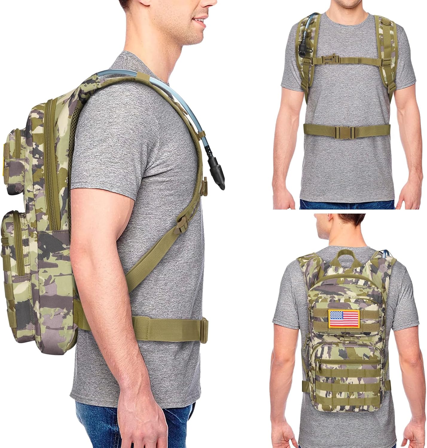 NOOLA Hydration Backpack with 3L TPU Water Bladder, Tactical Molle Water Backpack for Men Women, Hydration Pack for Hiking, Biking, Running and Climbing