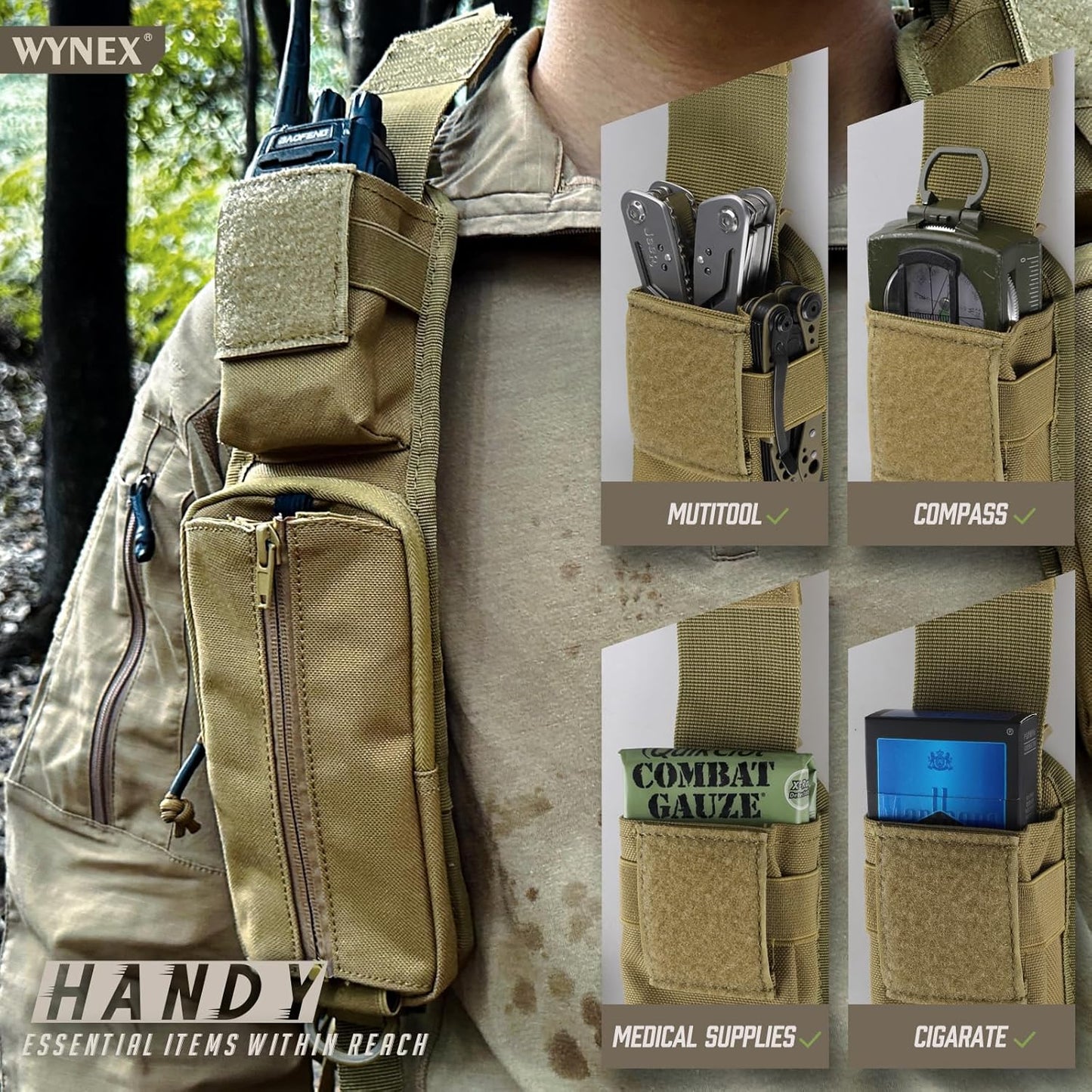 WYNEX Molle Tactical Pouches of Water Bottle Pouch Version, Tactical Accessories Backpack Strap Pouch Water Bottle Carrier Holder Molle Accessories for Backpacks