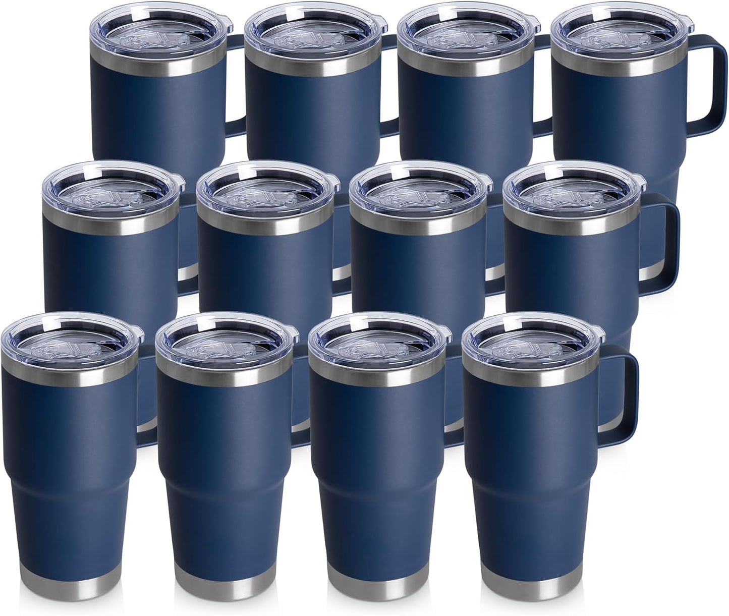 HASLE OUTFITTERS 20oz Tumbler with Handle & Lid, Insulated Stainless Steel Travel Mug, Leakproof Cup for Coffee, BPA-Free Double-Wall Vacuum Tumblers for Hot/Cold Drinks, Commuter, Gym, Office, Blue