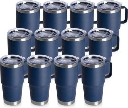 HASLE OUTFITTERS 20oz Tumbler with Handle & Lid, Insulated Stainless Steel Travel Mug, Leakproof Cup for Coffee, BPA-Free Double-Wall Vacuum Tumblers for Hot/Cold Drinks, Commuter, Gym, Office, Blue