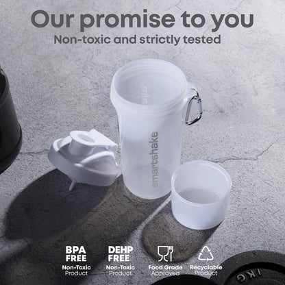 Smartshake Lite 4-Pack Protein Shaker Bottle 400 ml | 13.5 oz - Leakproof Screw-on Lid - BPA Free – Unisex - Mist Grey, Army Green, Black, Navy Blue | 4-Pack