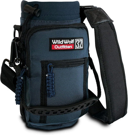 Wild Wolf Outfitters - #1 Best Water Bottle Holder for 32 oz Bottles - Carry, Protect and Insulate Your Flask with This Military Grade Carrier w/ 2 Pockets and an Adjustable Padded Shoulder Strap.