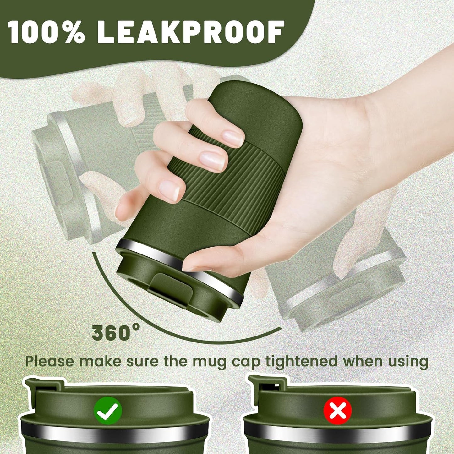 DUBUXW Insulated Coffee Tumblers with Flip Lid 12oz / 17oz, Stainless Steel Travel Coffee Mug Leak Proof, Vacuum Insulated Coffee Mug Reusable Cup, Keeps Cold and Hot for Coffee Tea