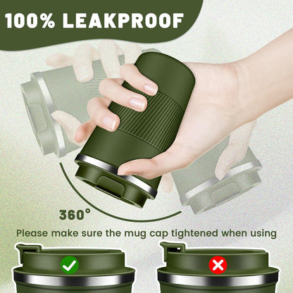 DUBUXW Insulated Coffee Tumblers with Flip Lid 12oz / 17oz, Stainless Steel Travel Coffee Mug Leak Proof, Vacuum Insulated Coffee Mug Reusable Cup, Keeps Cold and Hot for Coffee Tea