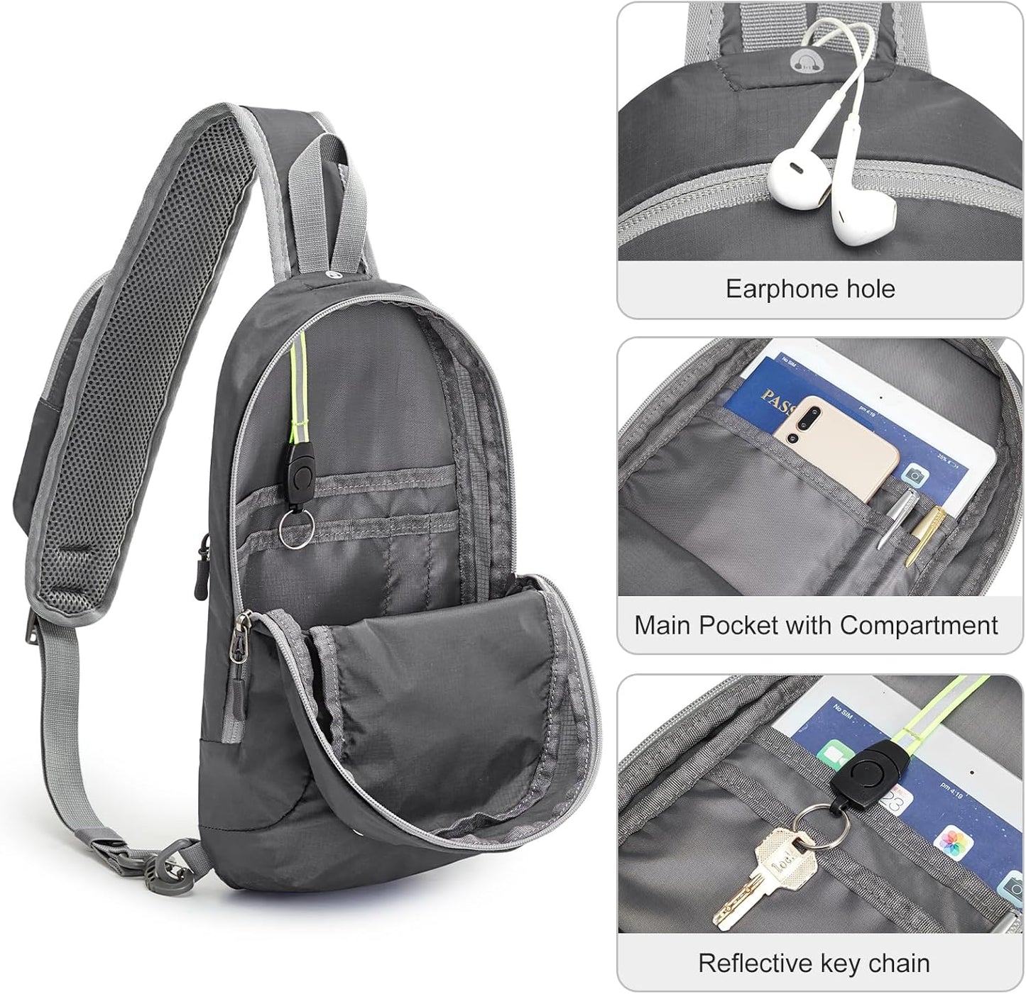 G4Free Sling Bag RFID Blocking Lightweight Crossbody Backpack Chest Shoulder Bag for Travel Sports Running