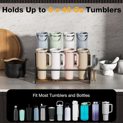 MOJOHAND Water Bottle Organizer for Full Stanley and Others' Large Tumbler Organization, Pantry Kitchen Organizers and Storage for Cup Accessories, Water Bottle Holder Wine Rack - 3 Tier Hold 12
