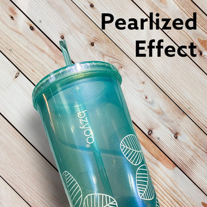 bzyoo SIP 24oz (710ml) Double Wall Plastic Tumbler with Lid and Straw Cold Drink Travel Mug Reusable Party Cup Perfect for Office Ice Coffee or Tea and Gift Color: Pink & Purple