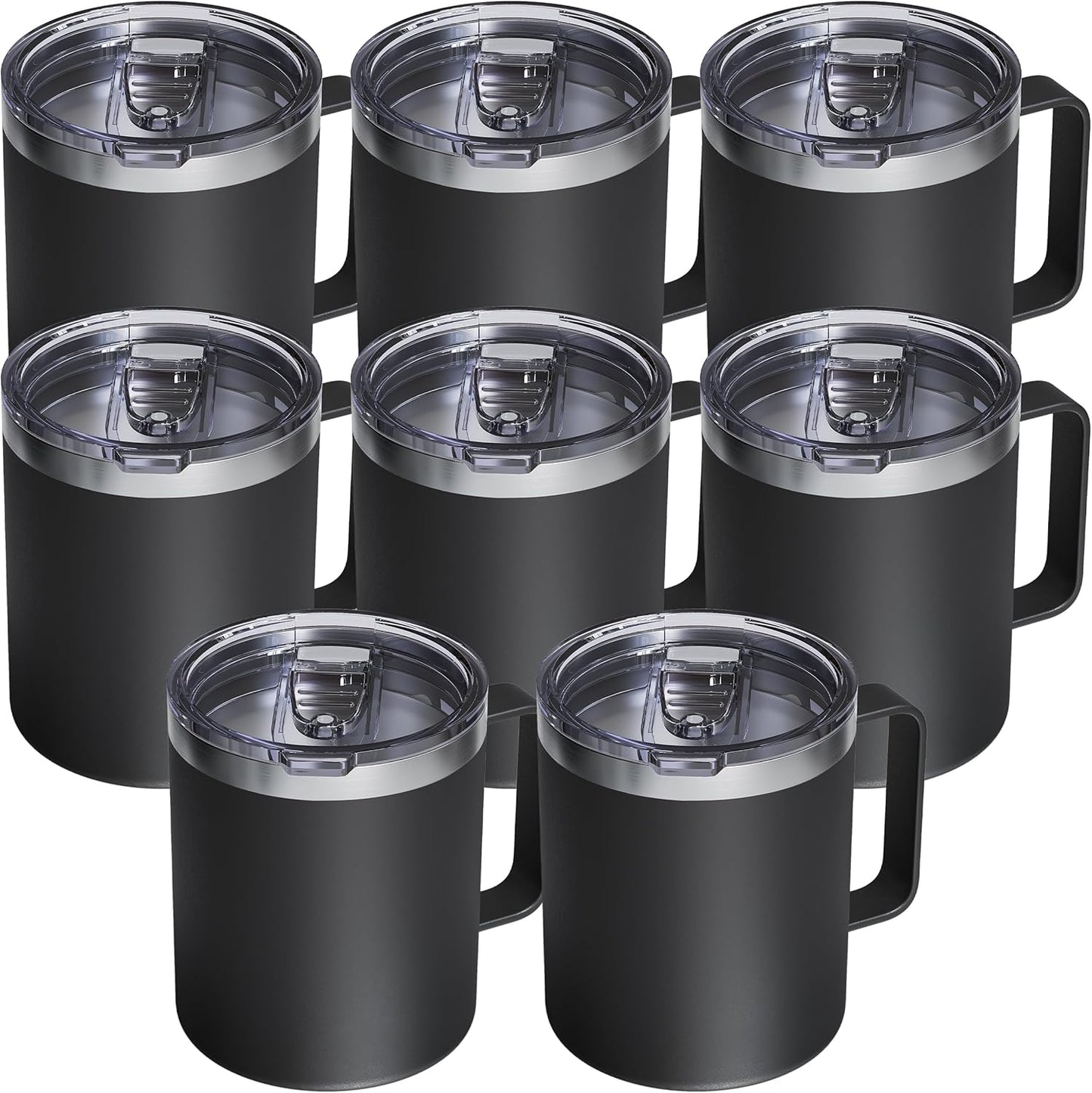12oz Insulated Coffee Mug with Lid – Includes Two Lids, Stainless Steel Coffee Travel Mug with Handle, Double Wall Vacuum Insulated Camping Mug for Home, Office & Outdoor, Navy Blue