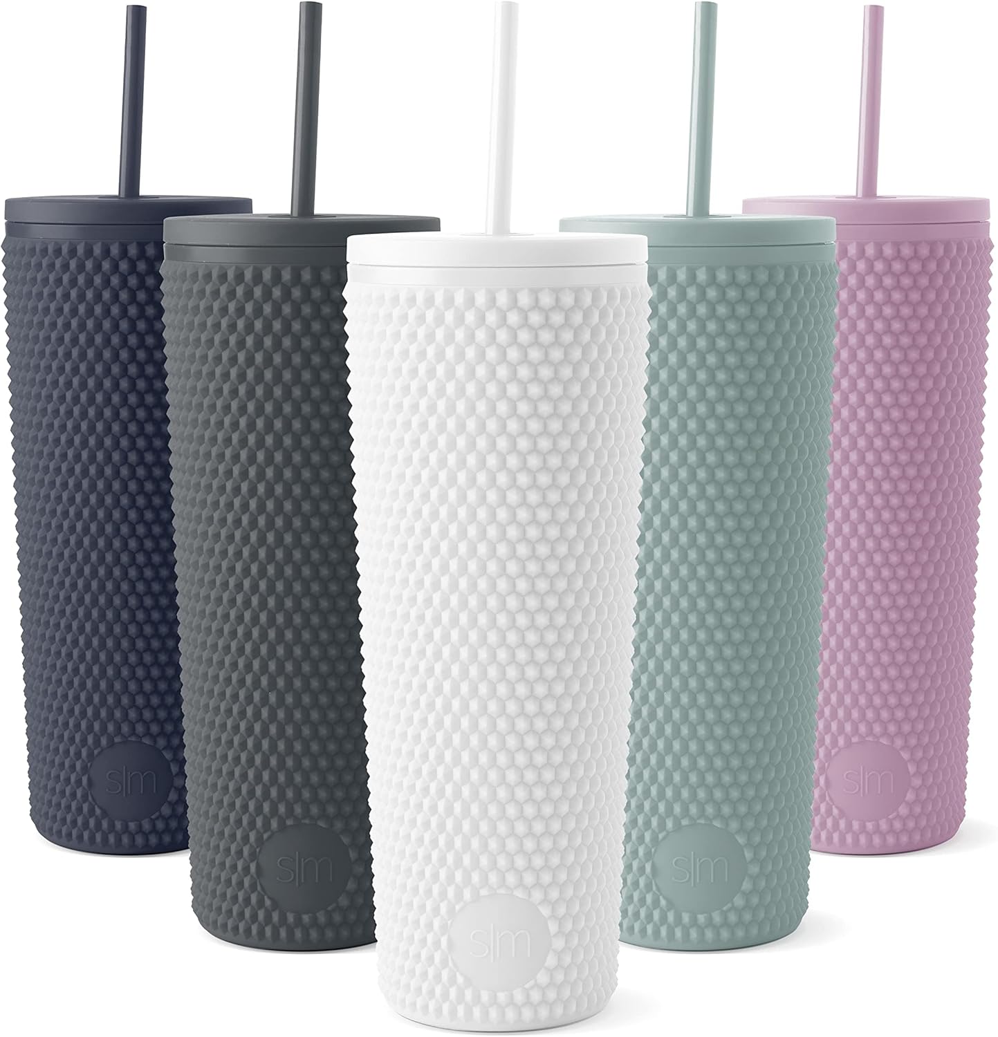 Simple Modern Plastic Matte Studded Tumbler with Lid and Straw | Reusable BPA Free Iced Coffee Cups Double Wall Smoothie Cup | Gifts for Women Men Him Her | Classic Collection | 24oz | Raspberry Vibes
