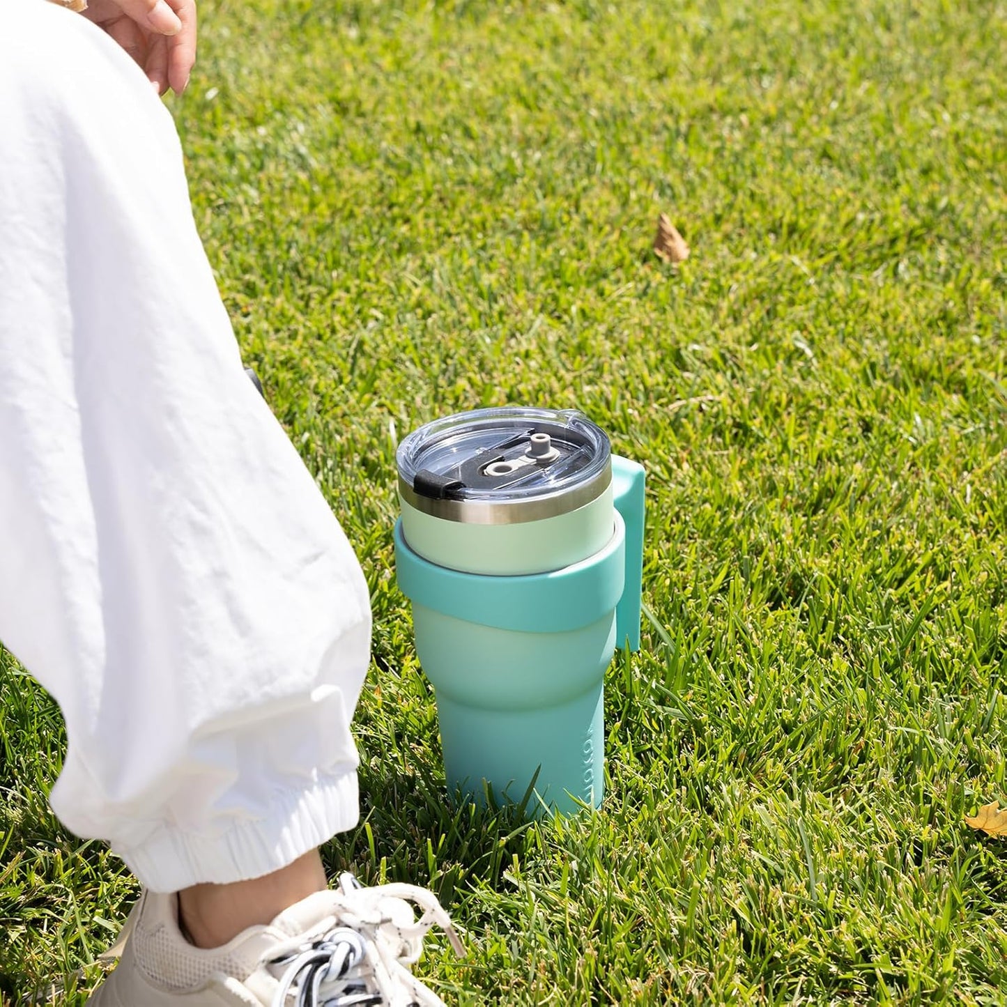 BJPKPK Tumbler With Handle And Straw Lid 40 oz Stainless Steel Insulated Coffee Tumbler Cups For Home, Office or Car,Turquoise
