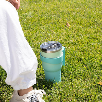 BJPKPK Tumbler With Handle And Straw Lid 40 oz Stainless Steel Insulated Coffee Tumbler Cups For Home, Office or Car,Turquoise