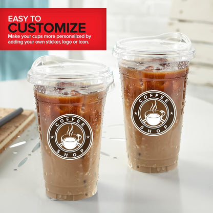 16 oz Clear Plastic Cups with Lids Disposable, Togo Drinking Cup with Strawless Sip Lid for Smoothie, Cold Brew Iced Coffee, Lemonade, Ice Latte, Boba, Party Drinks, Bulk, 16 Ounce (Set of 50)