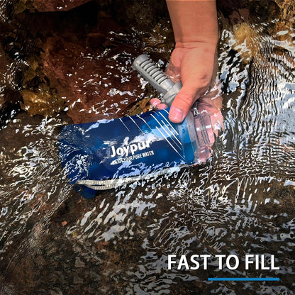 Water Filter Survival - Collapsible Water Bottle with Filter 0.01 Micron Squeeze Filtered Water Bottle 22oz for Hiking Backpacking Camping BPA-Free(White 650ml)