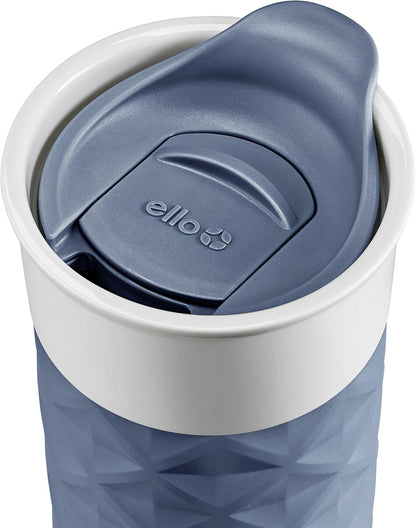 Ello Ogden Ceramic Travel Mug with Splash-Resistant Slider Lid and Protective Silicone Boot, Perfect for Coffee or Tea, BPA Free, Dishwasher Safe, Gray, 16 oz, 758-0438-040