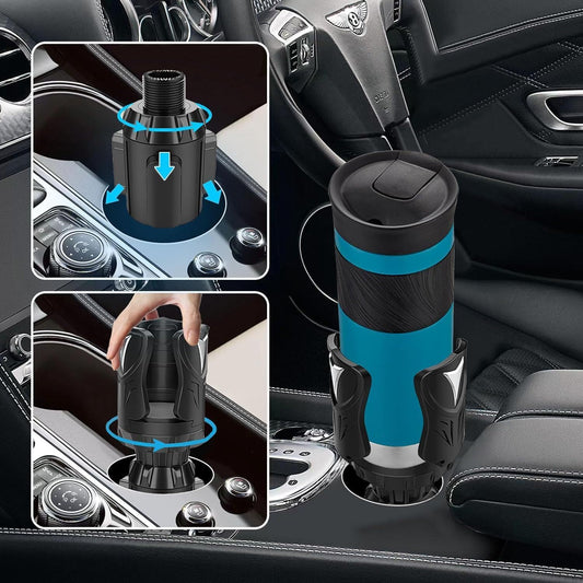 Adjustable Car Cup Holder Expander, Cup Holder for Car with Rubber Pad for 10-64ozYeti Hydro Flask Stanley Owala Coffee Cup Water Bottles, Universal Cupholder Adapter with Adjustable Base