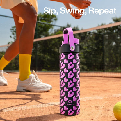 ENCOOL Insulated Water Bottle with Straw Stainless Steel Water Bottle, Leak-Proof, BPA-Free, Double Wall Vacuum Keeps Cold for 24 Hours for Sports, Travel, School (26 oz, Cotton Candy) - Colors C