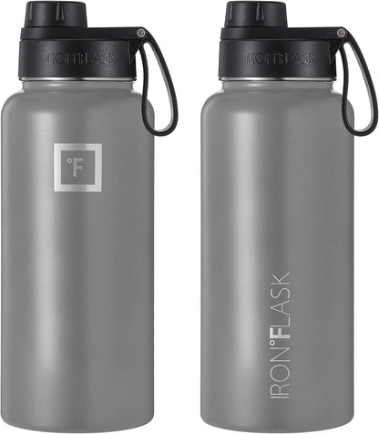 IRON °FLASK Camping & Hiking Hydration Flask with Straw, Wide Mouth Insulated Stainless Steel Sports Water Bottle - 22 oz Aurora