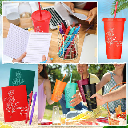 Feifeiya 72 Pcs/ 24 Set Bible Verse Gifts Bulk 24 oz Father's Day Christian Plastic Tumbler with Lids and Straws Inspirational Prayer Notepads Religious Pen Church Cups Gift for Christian Party Favors