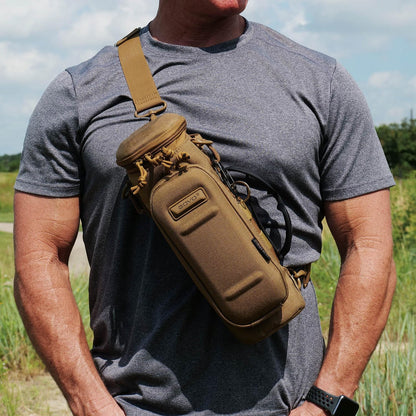 GOVO U1 Water Bottle Pouch with Zippered Hardshell Cap, Fits Up to 40oz Bottle, Molle System, Heavy Duty, Made With 100% Nylon