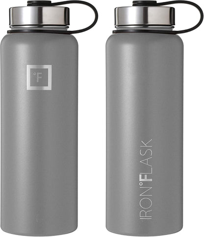 IRON °FLASK Camping & Hiking Hydration Flask with Straw, Wide Mouth Insulated Stainless Steel Sports Water Bottle - 22 oz Aurora