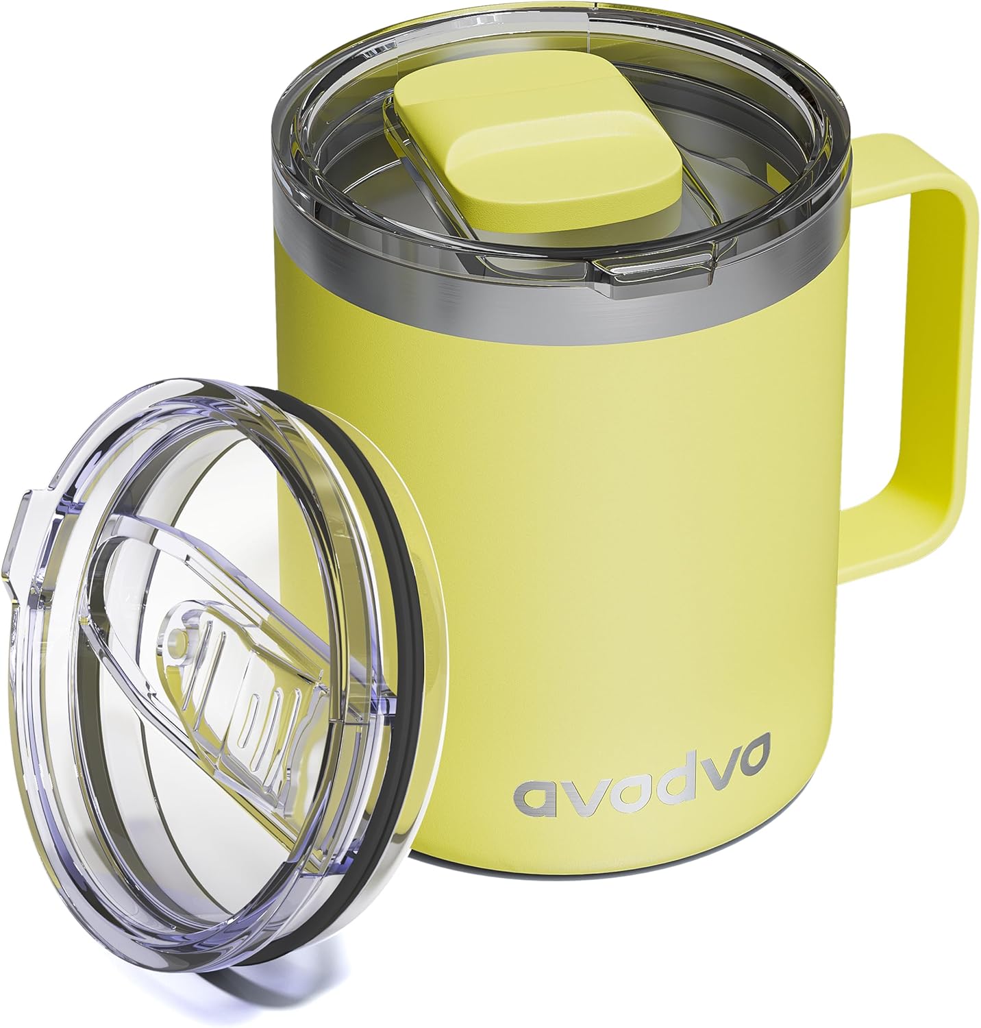 12oz Insulated Coffee Mug with Lid – Includes Two Lids, Stainless Steel Coffee Travel Mug with Handle, Double Wall Vacuum Insulated Camping Mug for Home, Office & Outdoor, Navy Blue