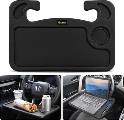 EcoNour 2 in 1 Car Steering Wheel Desk | Tray for Laptop Car Mount with Pen Holder | Desk Console for Car | Food Tray for Eating with Drinks Holder | Multipurpose Travel Car Accessories