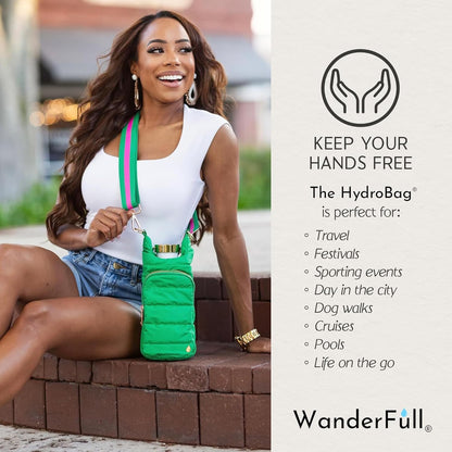 WanderFull Original HydroBag Fits Up to 32 oz Water Bottle Holder with Strap – Hands-Free Crossbody Water Bottle Carrier Bag with Phone Pocket - Colors A