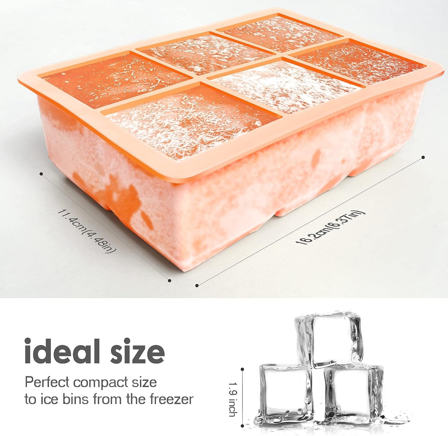 Excnorm Silicone Ice Cube Trays 3 Pack - Large Size Silicone Ice Cube Molds with Leak Proof Removable Lid Square Ice Cube Tray And BPA Free for Cocktail,Whiskey, Stackable Flexible Ice
