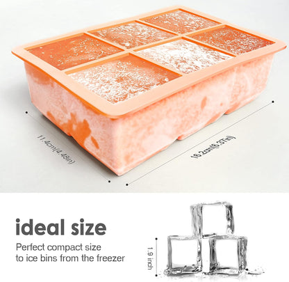 Excnorm Silicone Ice Cube Trays 3 Pack - Large Size Silicone Ice Cube Molds with Leak Proof Removable Lid Square Ice Cube Tray And BPA Free for Cocktail,Whiskey, Stackable Flexible Ice