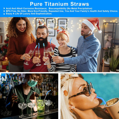 Reusable Stainless Steel Straws Set 6 PCS with 6 Silicone Tips, 2 Straw Brush, 1 Storage Case, Different Sizes of Metal Straws Reusable, Suitable for 14, 20, 30 oz Cups Tumbler, for Hot/Cold Drinks