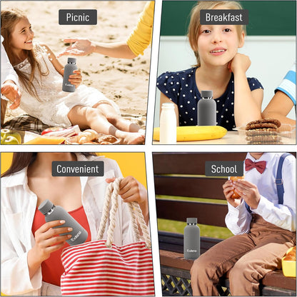 Exllena Slim Insulated Water Bottles for Travel 18oz with Clip, Double Wall Vacuum Stainless Steel Water Bottle Keeps Drinks Cold 24 Hrs/Hot 12 Hrs, 100% Leakproof, BPA Free(Black)