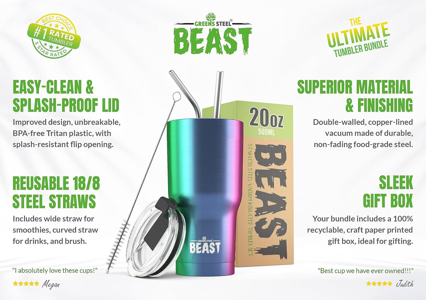 Beast 10 oz Tumbler Stainless Steel Vacuum Insulated Coffee Ice Cup Double Wall Travel Flask (Arctic White)