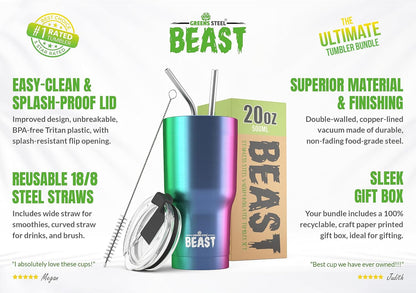Beast 10 oz Tumbler Stainless Steel Vacuum Insulated Coffee Ice Cup Double Wall Travel Flask (Arctic White)